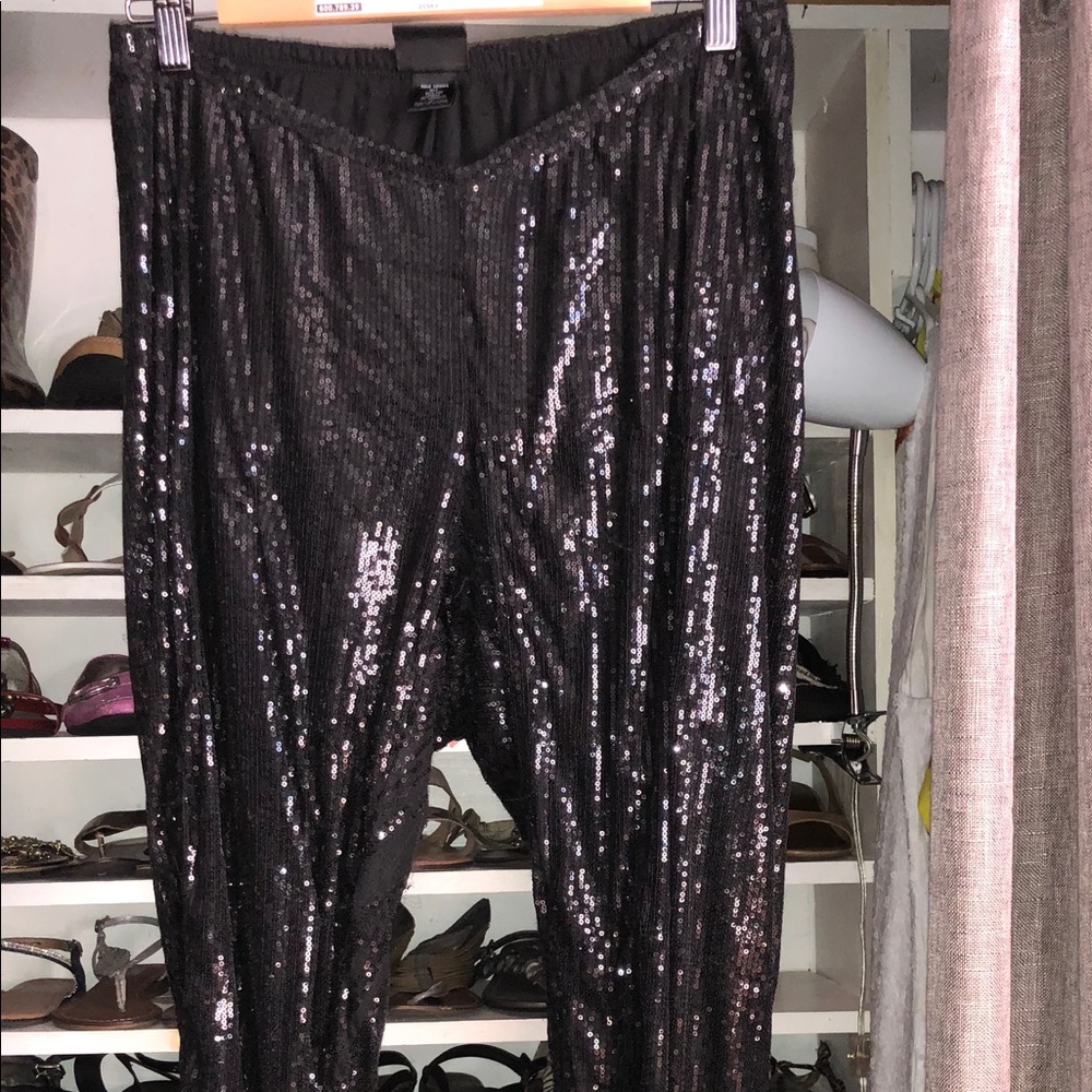 Black sequined pants